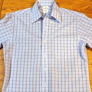 Brooks Brothers men's dress shirt, L/S, 15 4/5, light blue plaid